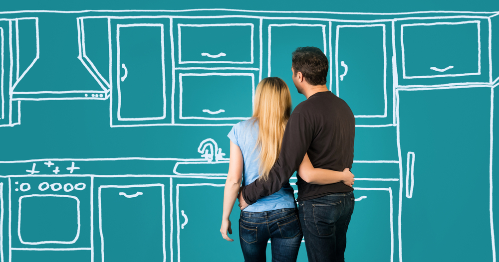 couple looking at future kitchen
