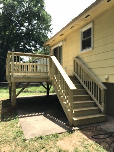 wood deck with stairs