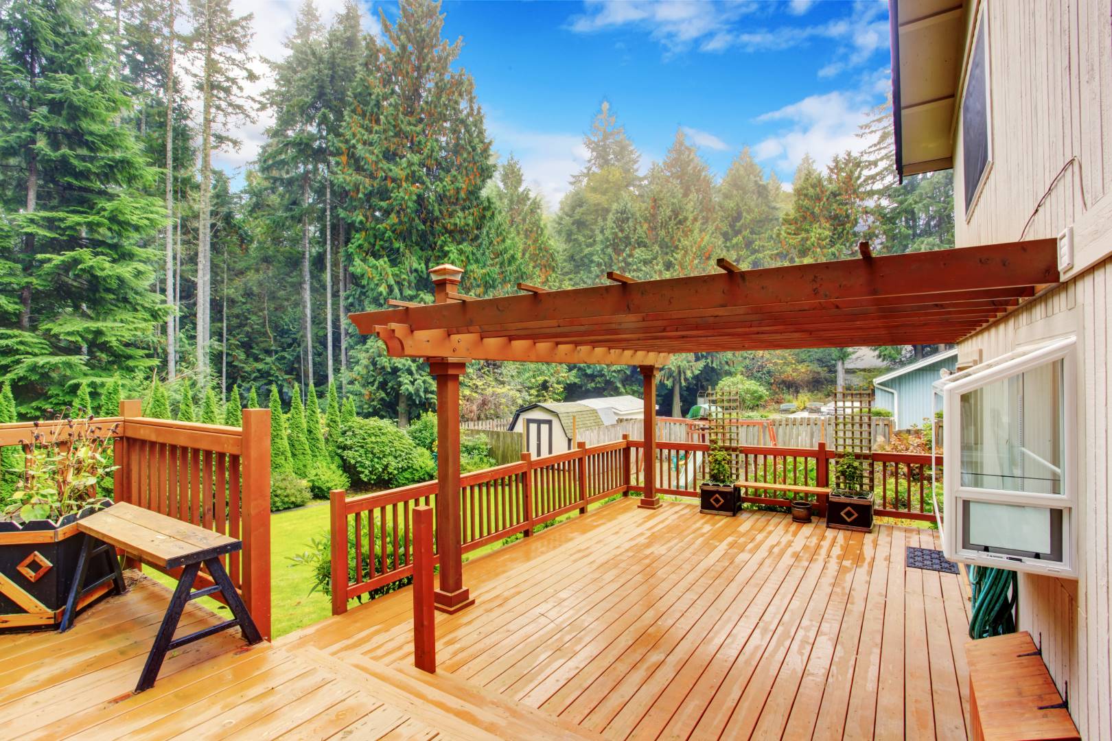 spacious wooden deck