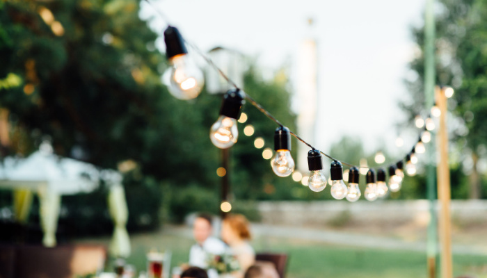 String Light bulb decor in outdoor party